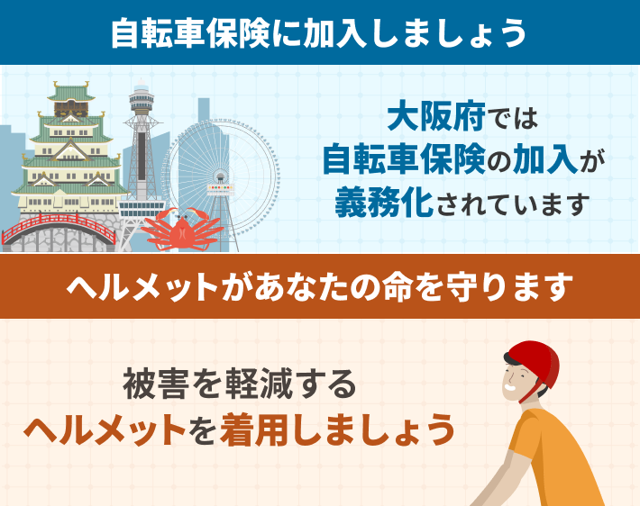 大阪府では自転車保険の加入が義務化されています。